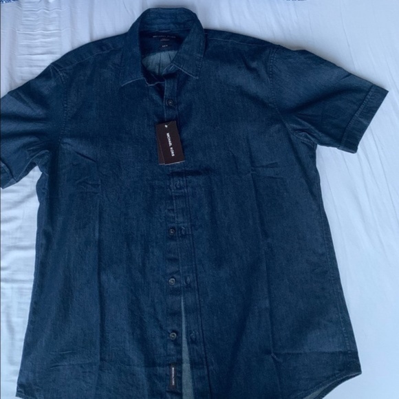 NWT Michael Kors Button Up Chambray Shirt Large - Picture 1 of 6